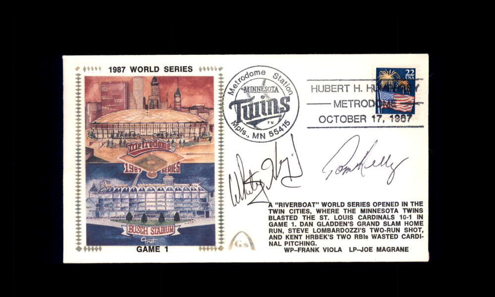 Whitey Herzog Tom Kelly PSA DNA Signed 1987 First Day Cover Cache FDC 1987 World Series Autograph