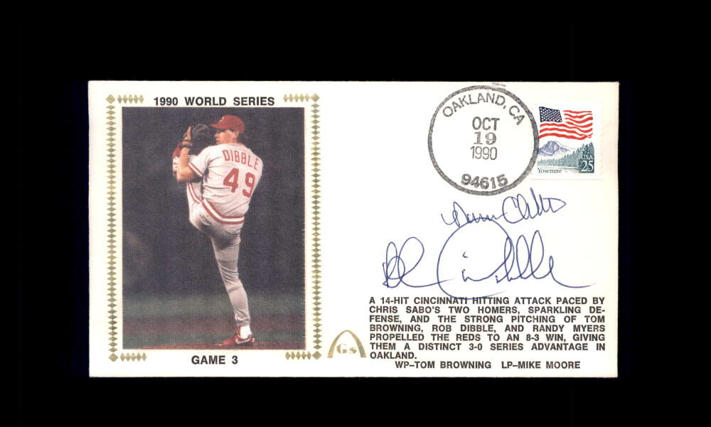 Norm Charlton Rob Dibble PSA DNA Signed 1990 First Day Cover Cache FDC 1990 World Series Autograph