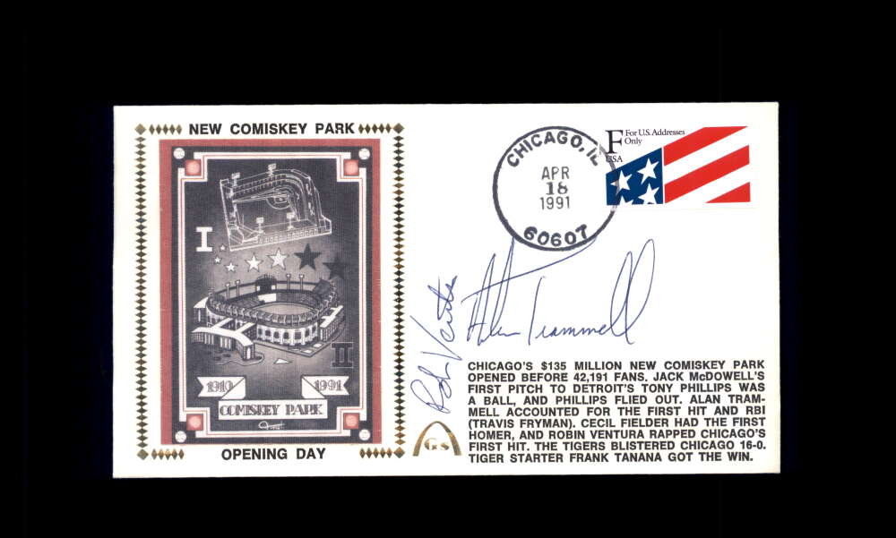 Rob Ventura Alan Trammell PSA DNA Signed 1991 First Day Cover Cache FDC New Comiskey Park Autograph