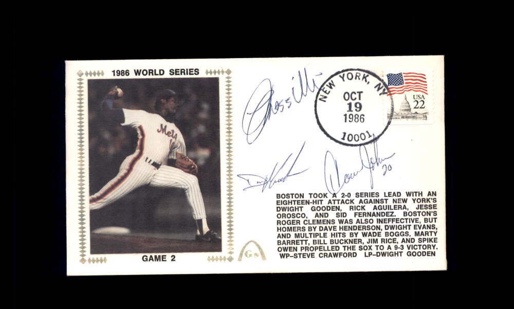 Gooden Johnson Mazzilli PSA DNA Signed by 3 1986 First Day Cover Cache FDC 1986 World Series Autograph
