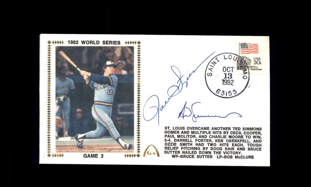 Rollie Fingers Ted Simmons PSA DNA Signed 1982 First Day Cover Cache FDC 1982 World Series Autograph