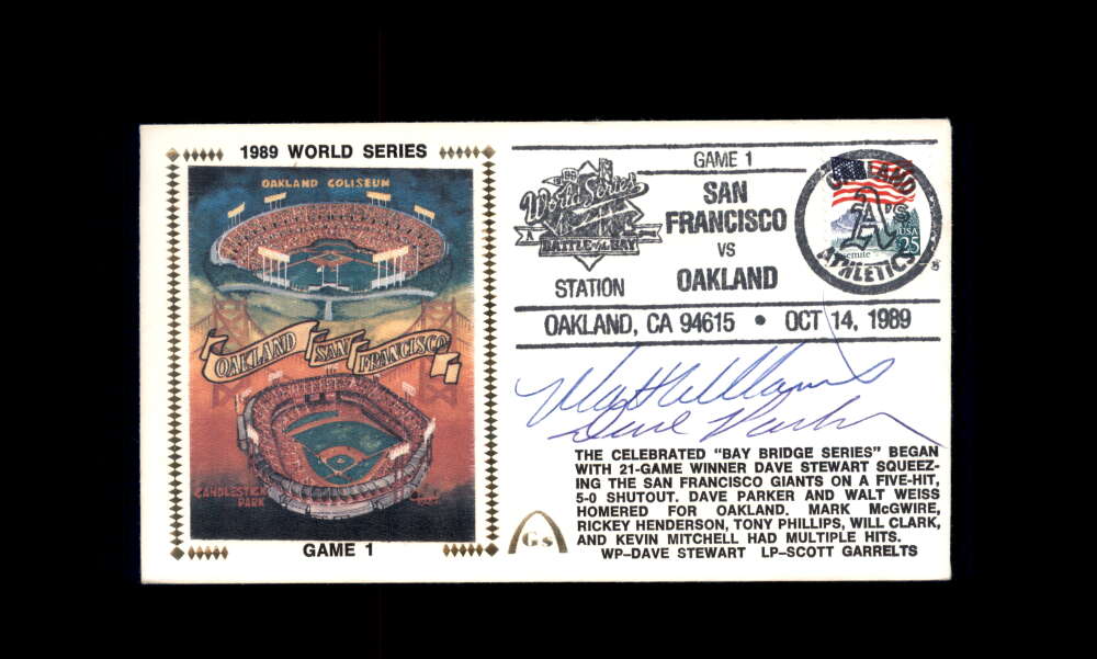 Dave Parker Matt Williams PSA DNA Signed 1989 First Day Cover Cache FDC 1989 World Series Autograph
