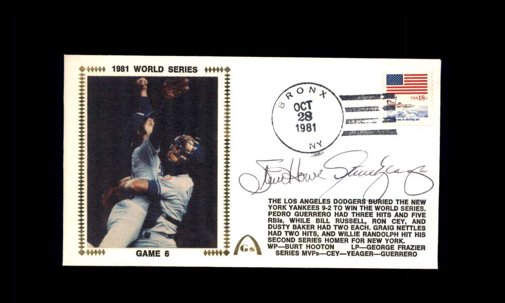 Steve Howe Steve Yeager PSA DNA Signed 1981 First Day Cover Cache FDC 1981 World Series Autograph