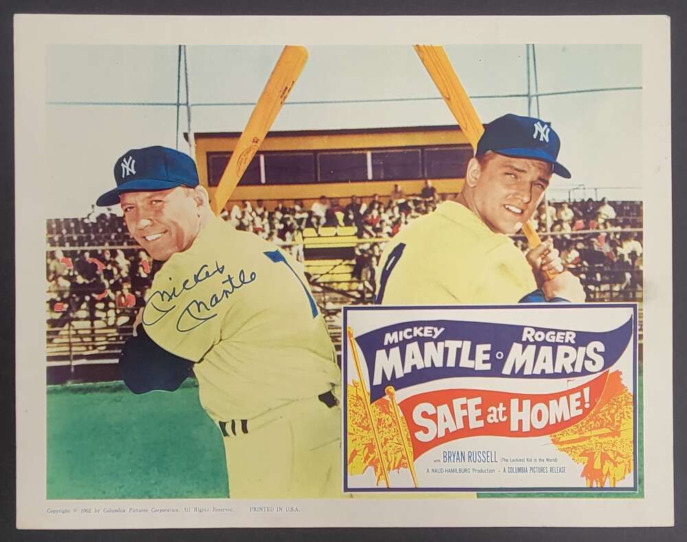Mickey Mantle JSA Loa Signed 11x14 Safe at Home Original Lobby Card Autograph