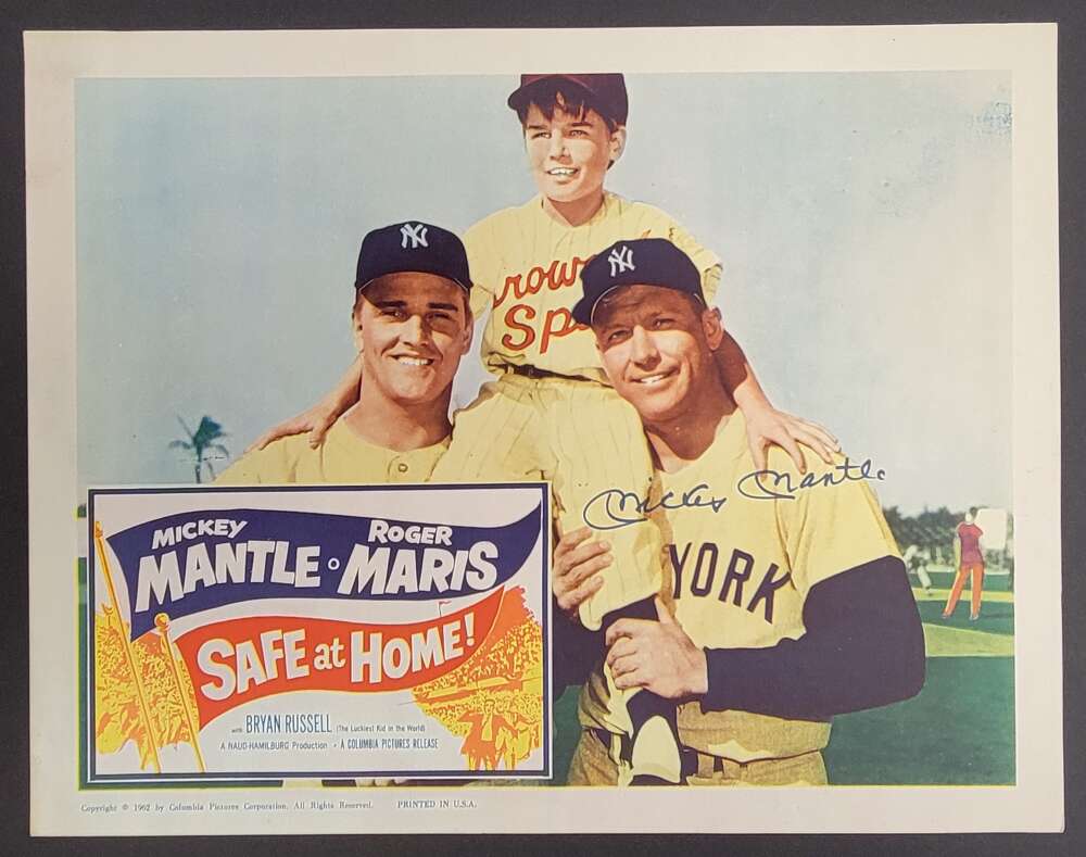 Mickey Mantle JSA Loa Signed 11x14 Safe at Home Original Lobby Card Autograph