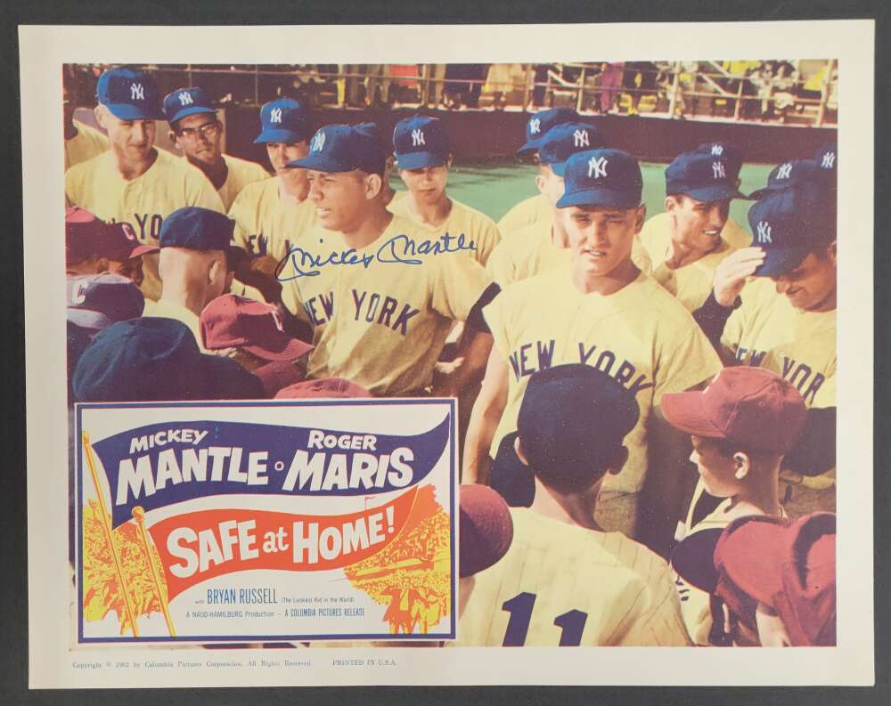 Mickey Mantle JSA Signed 11x14 Safe at Home Original Lobby Card Autograph