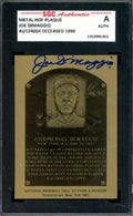 Joe DiMaggio SGC Coa Signed Gold Metallic HOF Plaque Autograph