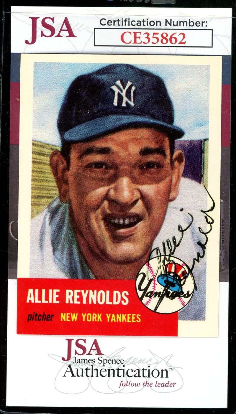 Allie Reynolds JSA Coa Signed 1953 Topps 1991 Archives D.94 Autograph