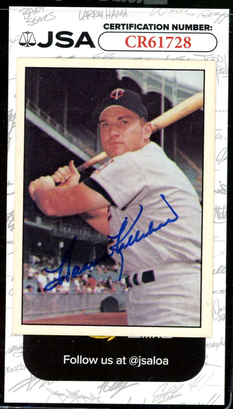 Harmon Killebrew JSA Coa Signed 1978 TCMA The 60s Autograph
