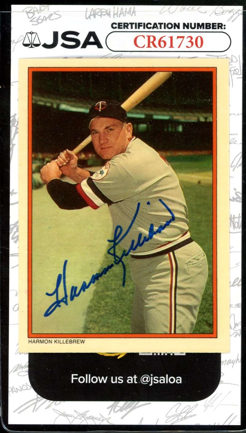 Harmon Killebrew JSA Coa Signed 1985 Topps Circle K Autograph