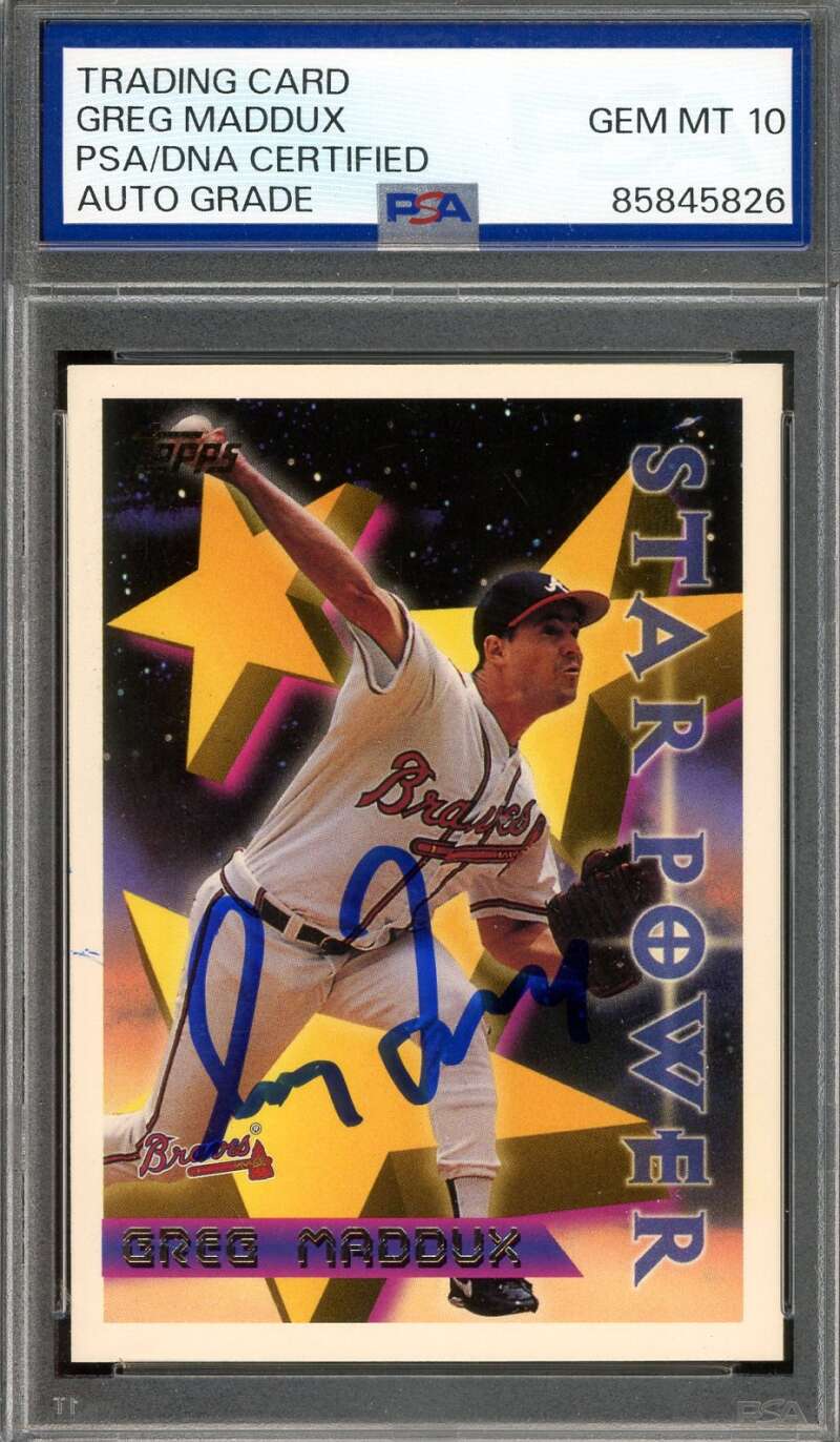 Greg Maddux Gem Mint 10 PSA DNA Signed 1996 Topps Star Power Autograph