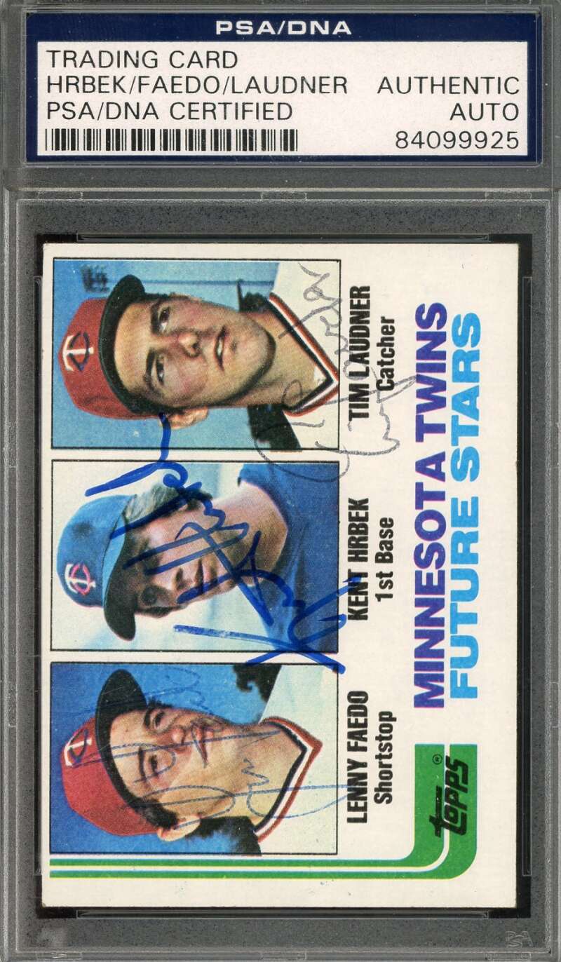 Hrbek Faedo Laudner PSA DNA Signed 1982 Topps Future Stars Autograph
