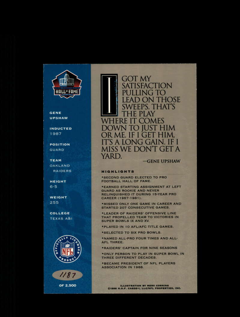 Gene Upshaw Signed 1998 HOF Signature Series Autograph