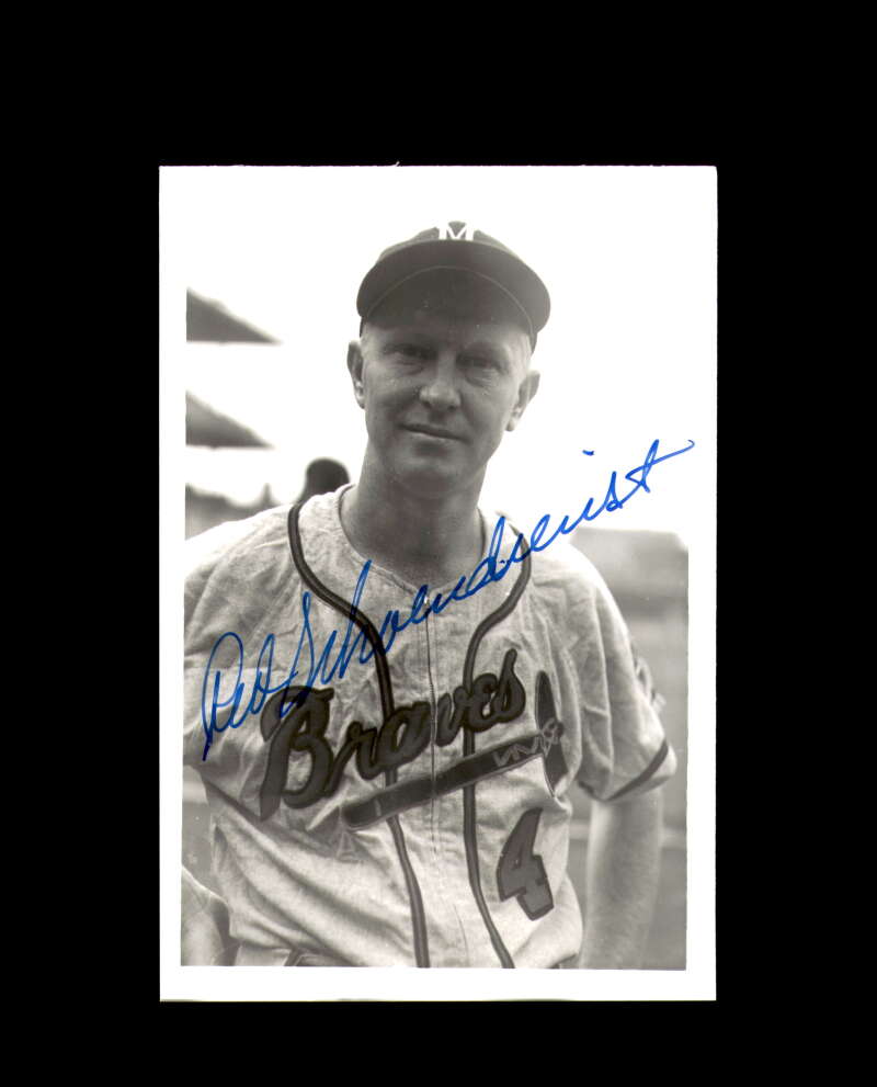 Red Schoendienst Signed 4x6 Brace Photo Braves Autograph