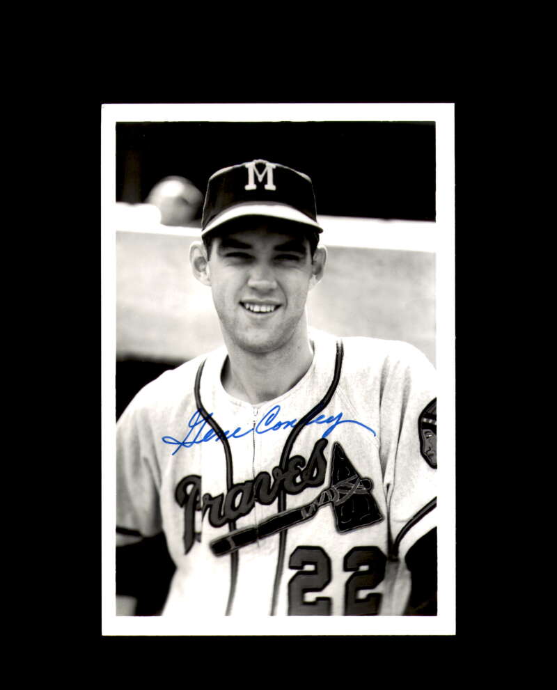 Gene Conley Signed 4x6 Brace Photo Braves Autograph