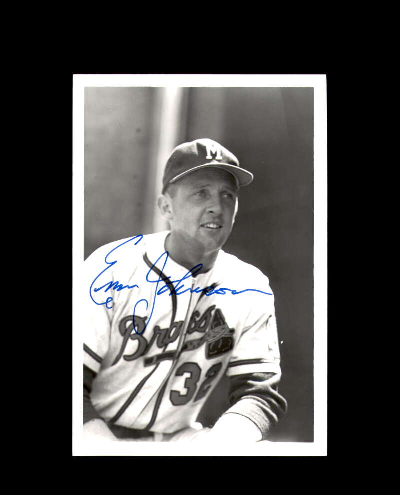 Ernie Johnson Signed 4x6 Brace Photo Braves Autograph