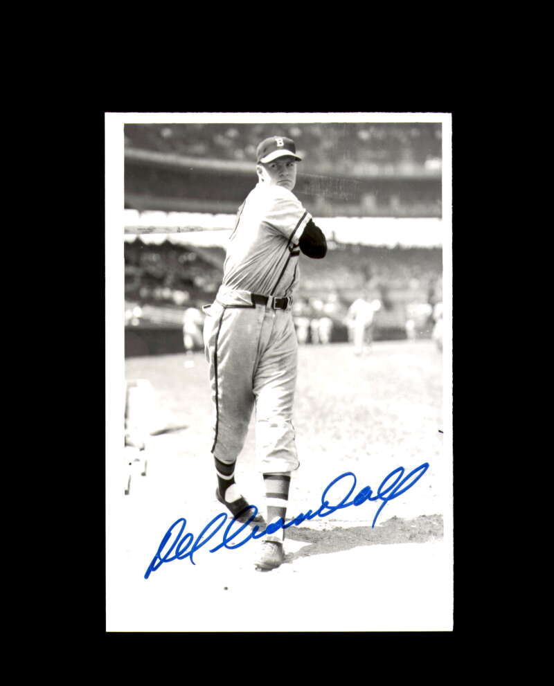 Del Crandall Signed 4x6 Brace Photo Braves Autograph
