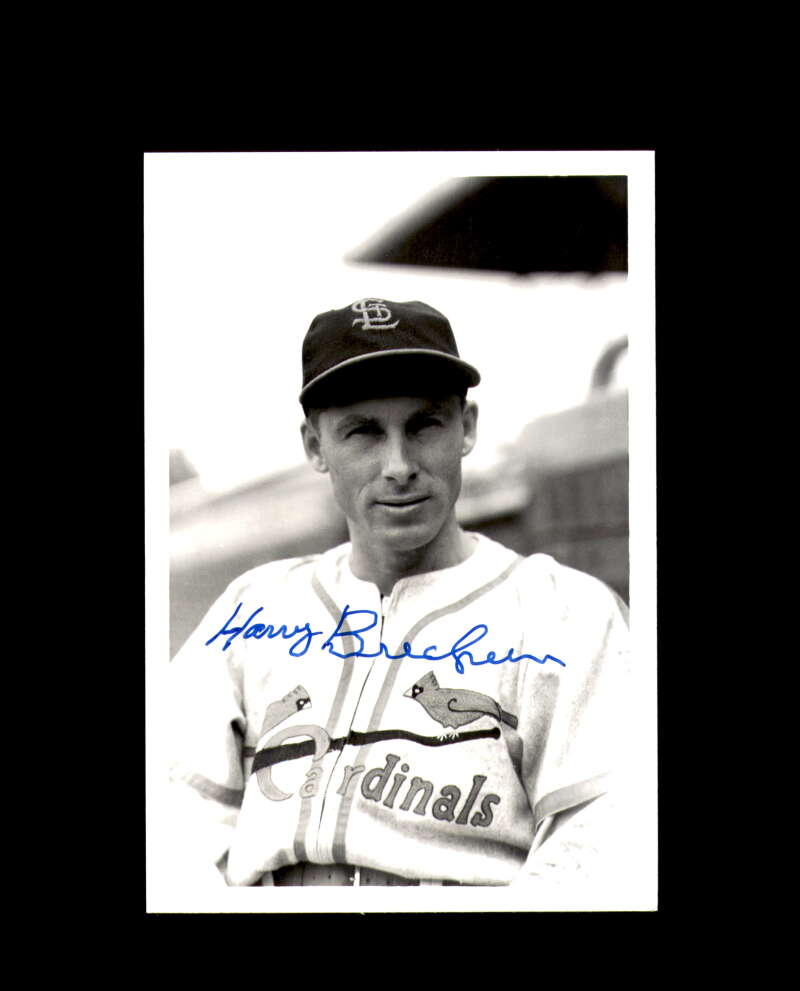 Harry Brecheen Signed 4x6 Brace Photo Cardinals Autograph