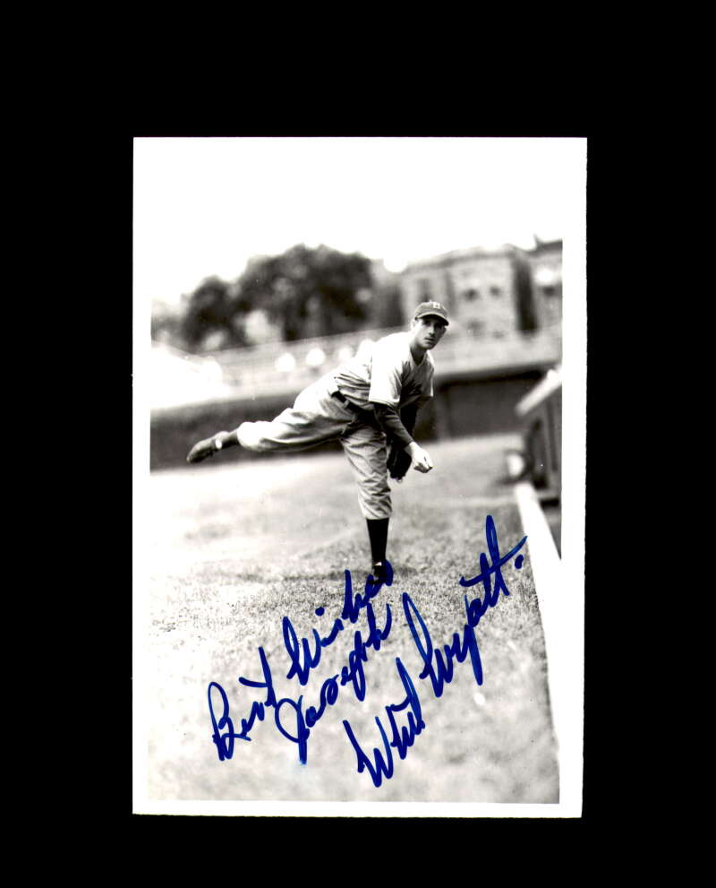Whitlow Wyatt Signed 4x6 Brace Photo Dodgers Autograph