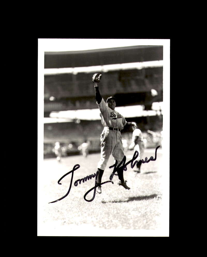 Tommy Holmes Signed 4x6 Brace Photo Boston Autograph
