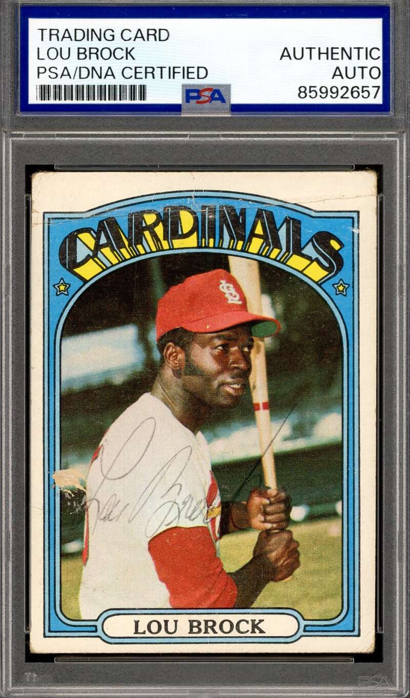 Lou Brock PSA DNA Signed 1972 Topps Autograph Cardinals