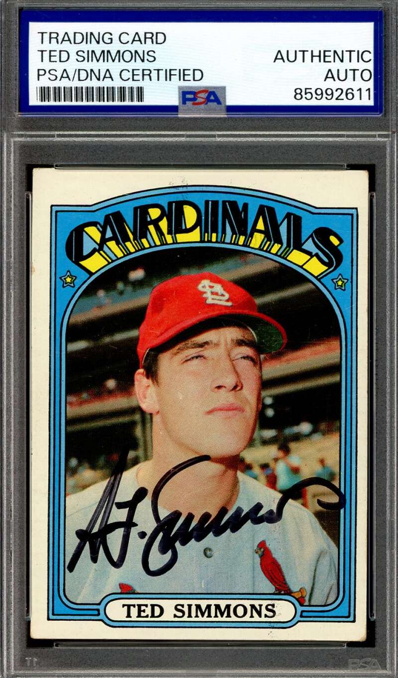 Ted Simmons PSA DNA Signed 1972 Topps Autograph