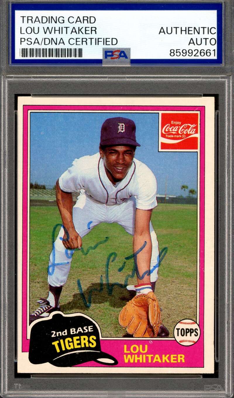 Lou Whitaker PSA DNA Signed 1981 Topps Coca Cola Autograph