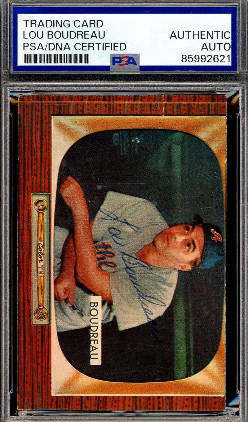 Lou Boudreau PSA DNA Vintage Signed 1955 Bowman Autograph