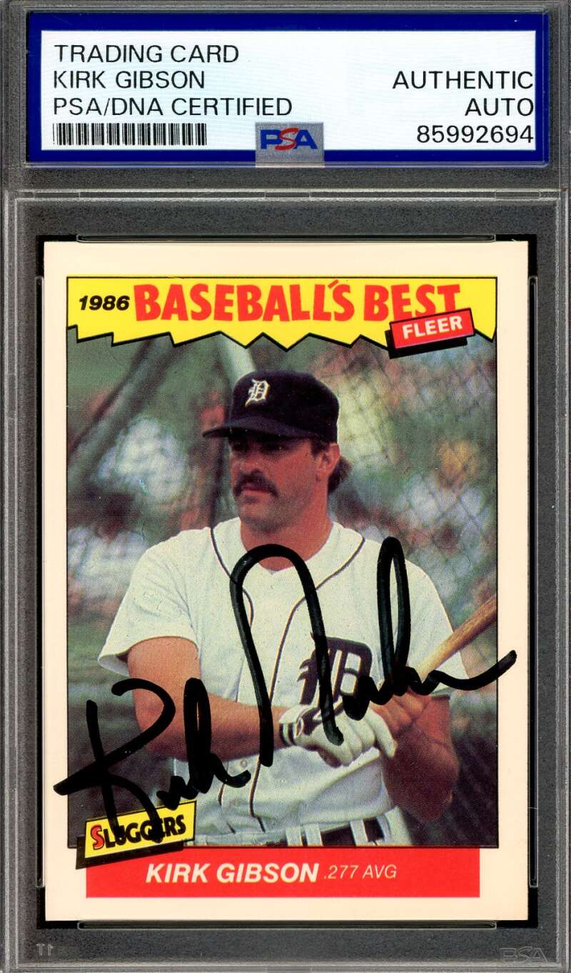 Kirk Gibson PSA DNA Signed 1986 Fleer Baseballs Best Autograph