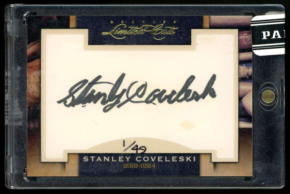 Stanley Coveleski Panini Coa Signed 2011 Donruss Limited Cuts Autograph