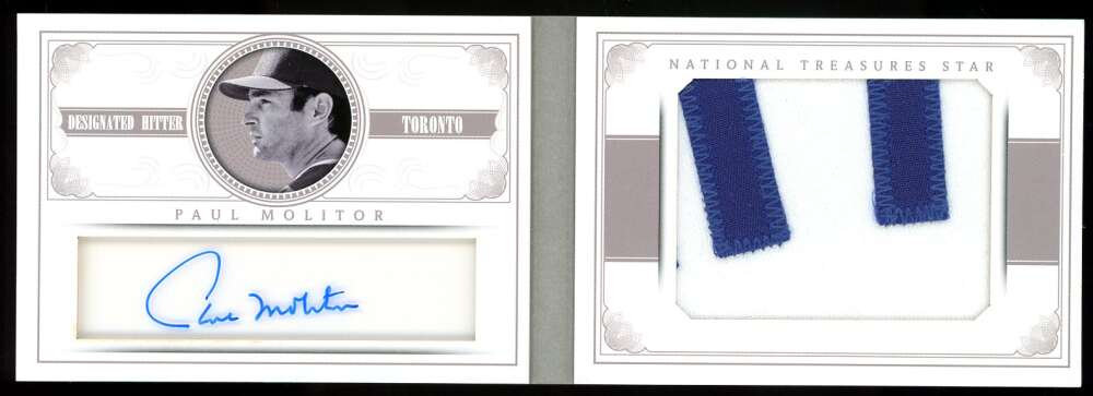 Paul Molitor Panini Coa Signed 2014 Panini National Treasure 3/4 Autograph