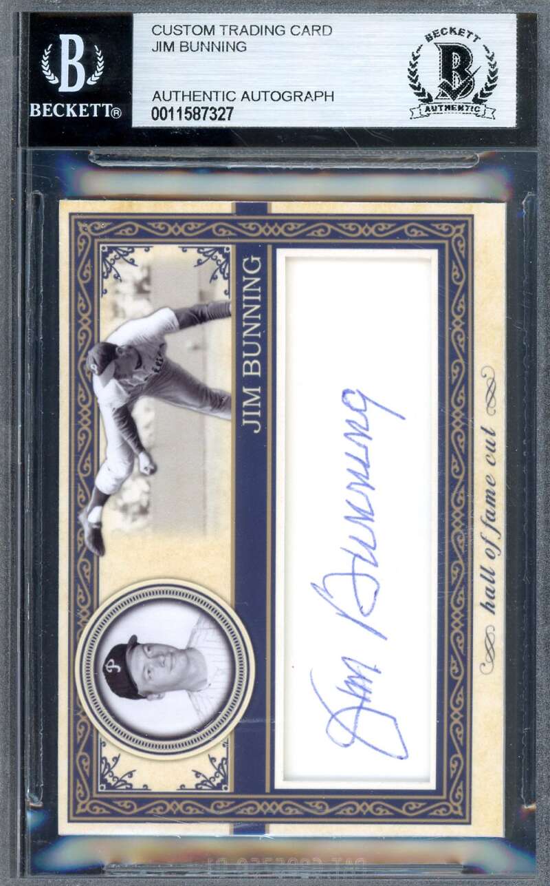 Jim Bunning Beckett BAS Signed Custom Trading Card Autograph