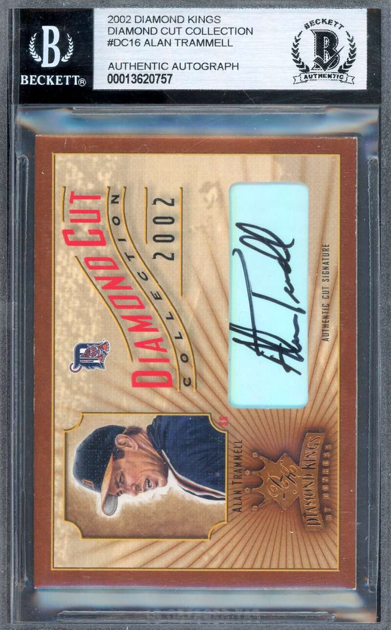 Alan Trammell Beckett BAS Signed 2002 Donruss Diamond Kings Cuts Autograph