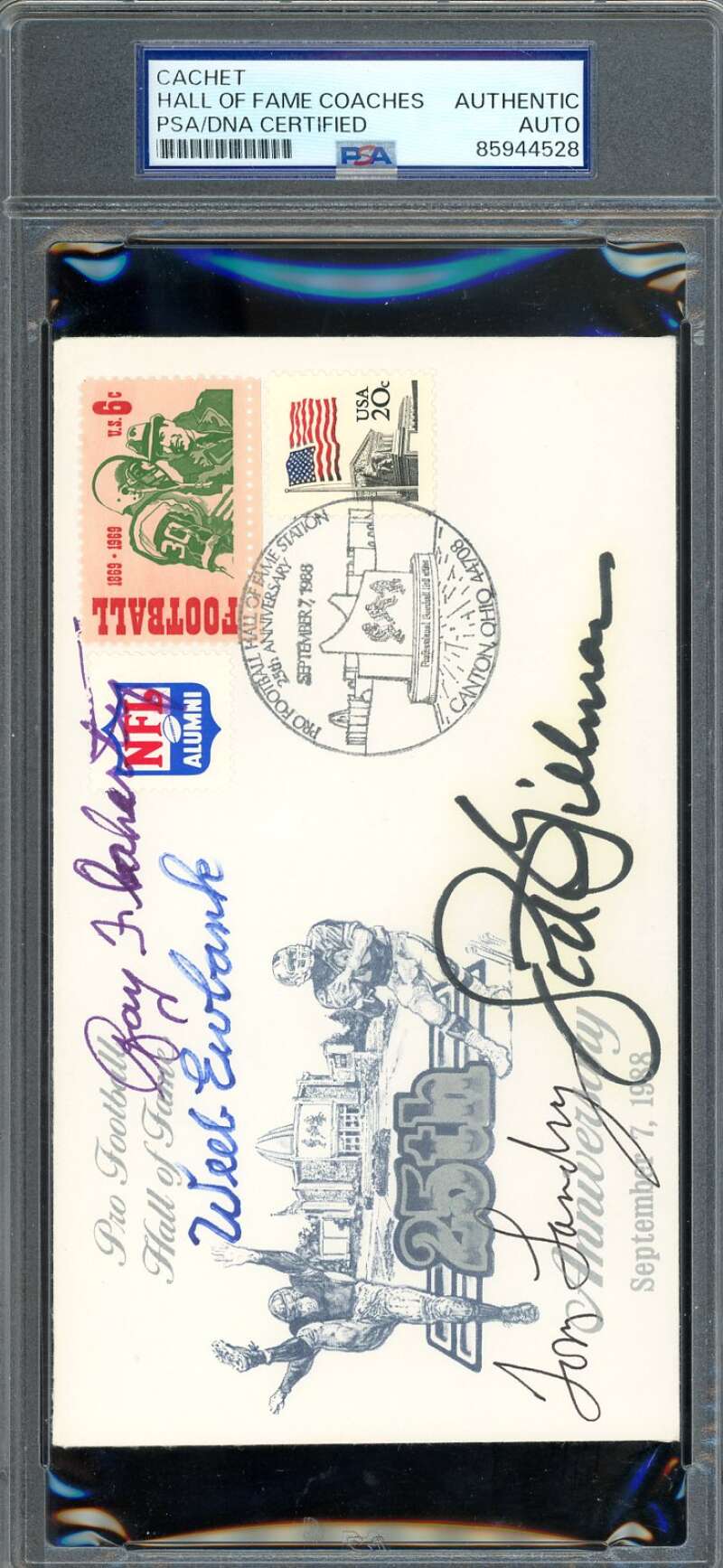 Tom Landry Gillman Ewbank Flaherty PSA DNA 1988 First Day Cover Cache FDC HOF Signed