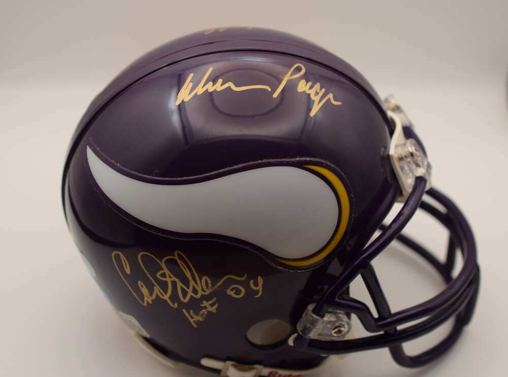Jim Marshall Alan Page Carl Eller Gary Larsen PSA DNA Mini Helmet Signed Vikings
