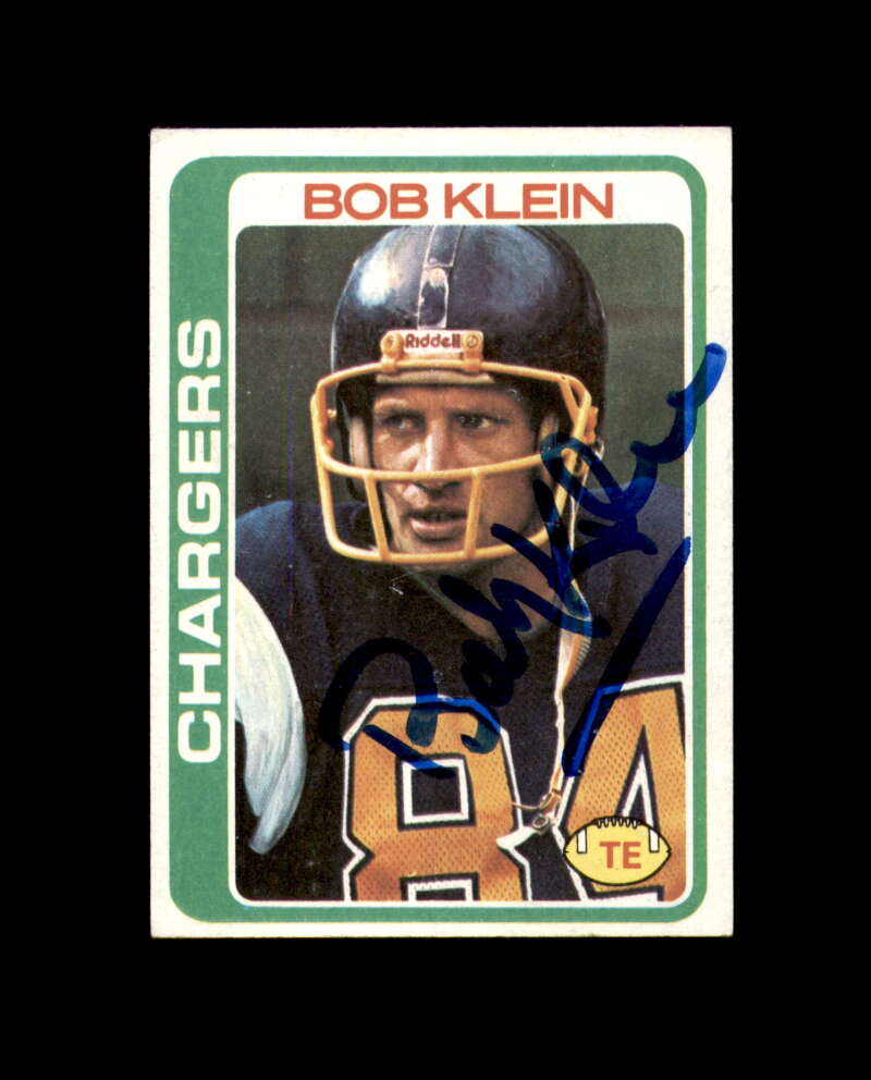 Bob Klein Signed 1978 Topps San Diego Chargers Autograph