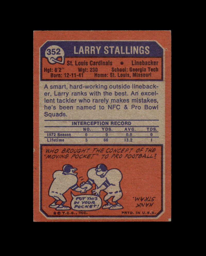 Larry Stallings Signed 1973 Topps St. Louis Cardinals Autograph