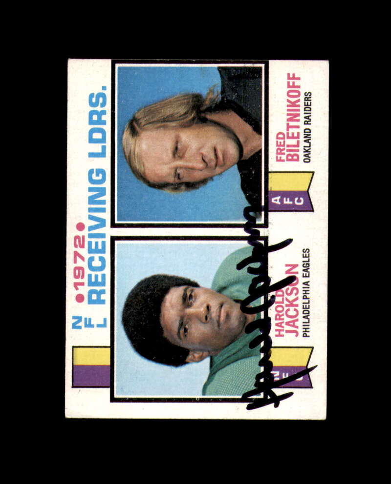 Harold Jackson Signed 1973 Topps 1972 Leaders Philadelphia Eagles Autograph