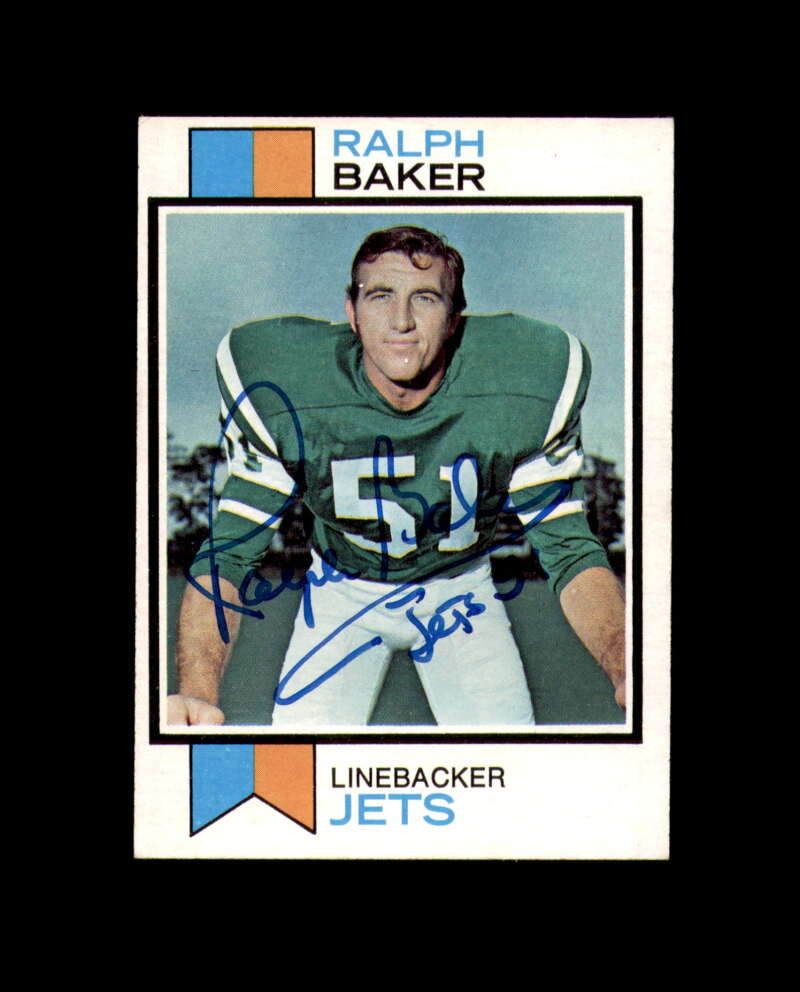 Ralph Baker Signed 1973 Topps New York Jets Autograph