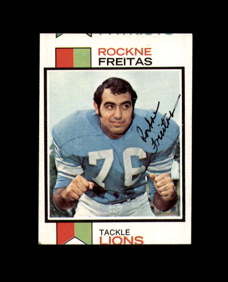 Rockne Freitas Signed 1973 Topps Detroit Lions Autograph