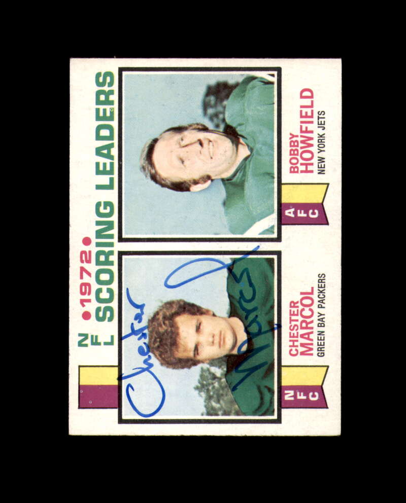 Chester Marcol Signed 1973 Topps 1972 Leaders Green Bay Packers Autograph