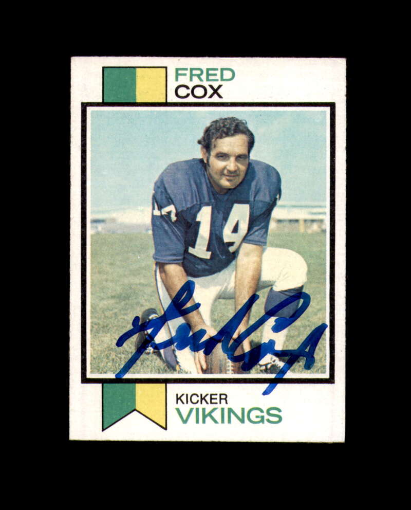 Fred Cox Signed 1973 Topps Minnesota Vikings Autograph