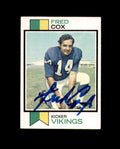 Fred Cox Signed 1973 Topps Minnesota Vikings Autograph