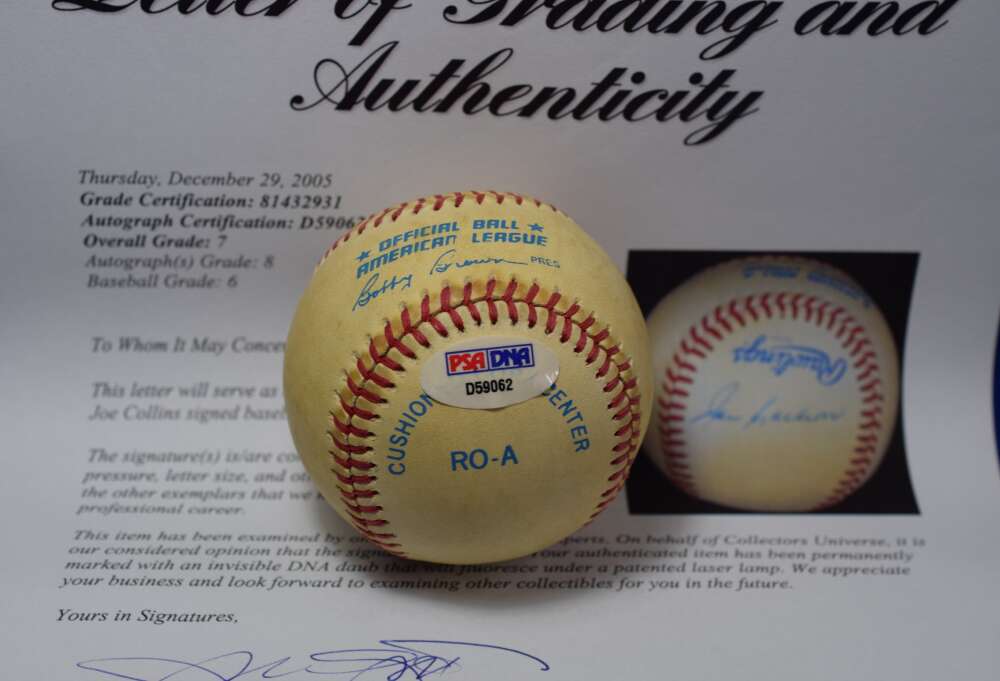 Joe Collins PSA DNA Loa Autograph American League Signed Baseball OAL