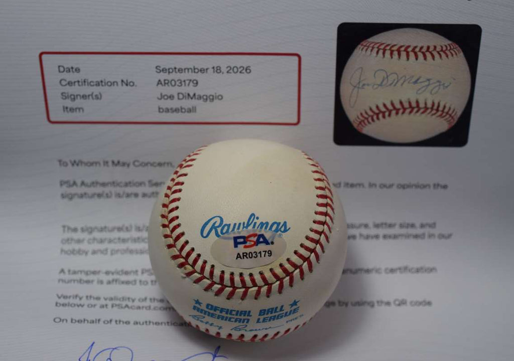 Joe DiMaggio PSA DNA Loa Autograph American League Signed Baseball OAL