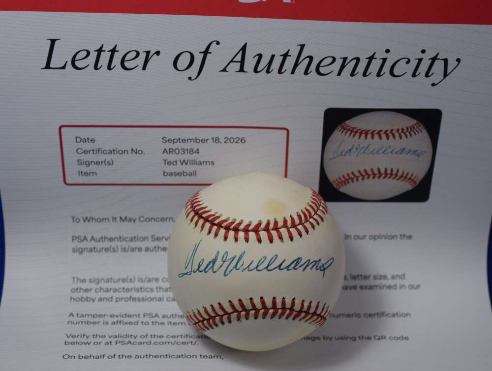 Ted Williams PSA DNA Loa Autographed American League Signed Baseball OAL