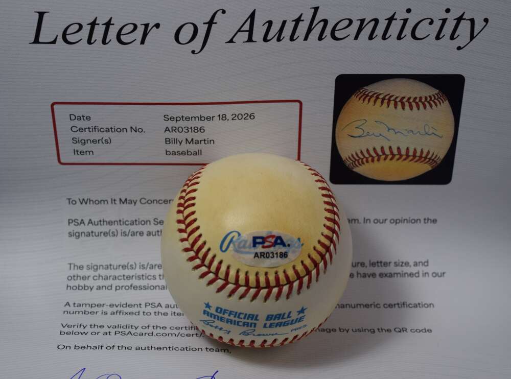 Billy Martin PSA DNA Loa Autograph American League Signed Baseball OAL