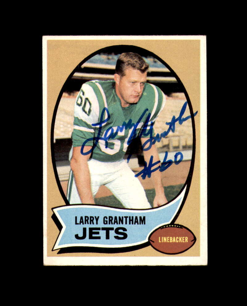 Larry Grantham Signed 1970 Topps New York Jets Autograph
