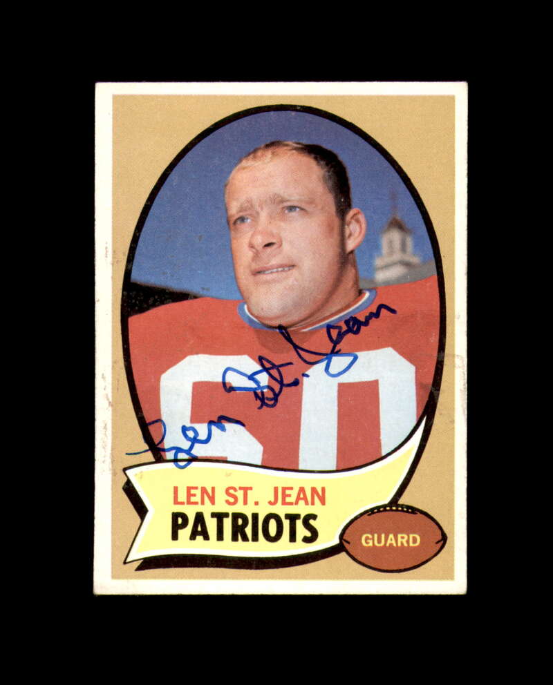 Len St. Jean Signed 1970 Topps New England Patriots Autograph