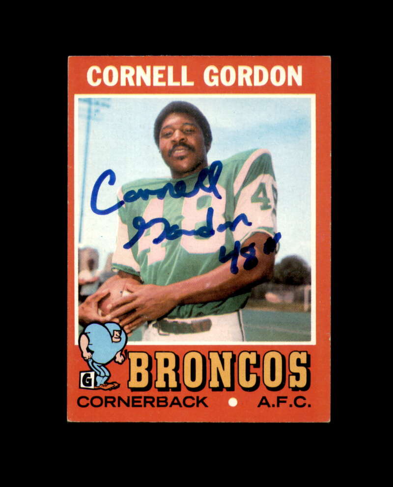 Cornell Gordon Signed 1971 Topps Denver Broncos Autograph